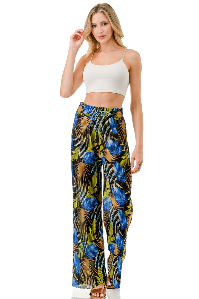 WOMEN'S STRETCH PLEATED PANTS: Exotic Paradise