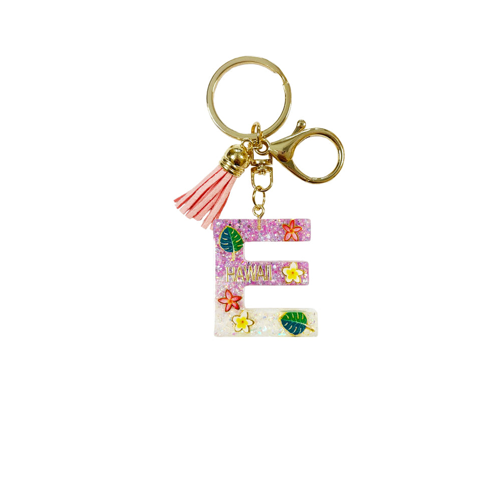 Keychain: Hawaii Plants Initial w/ Tassel