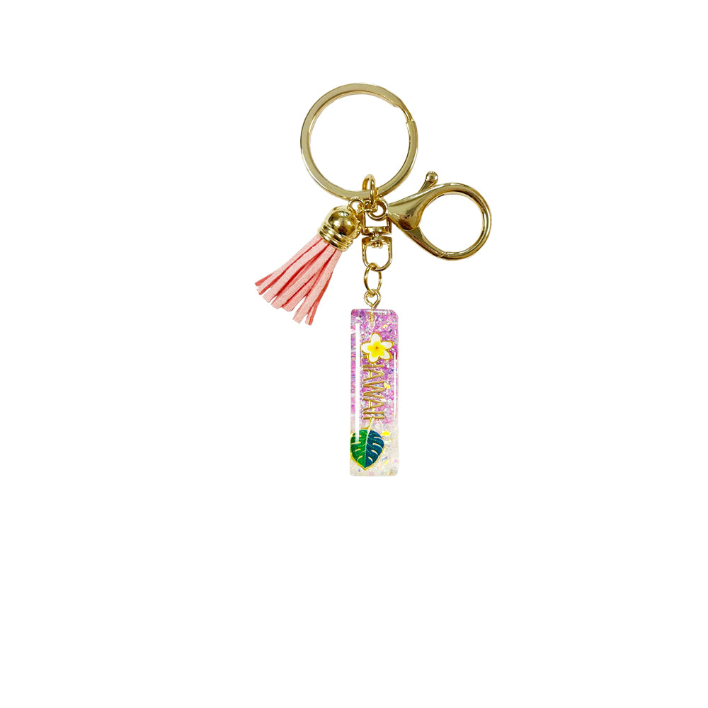 Keychain: Hawaii Plants Initial w/ Tassel