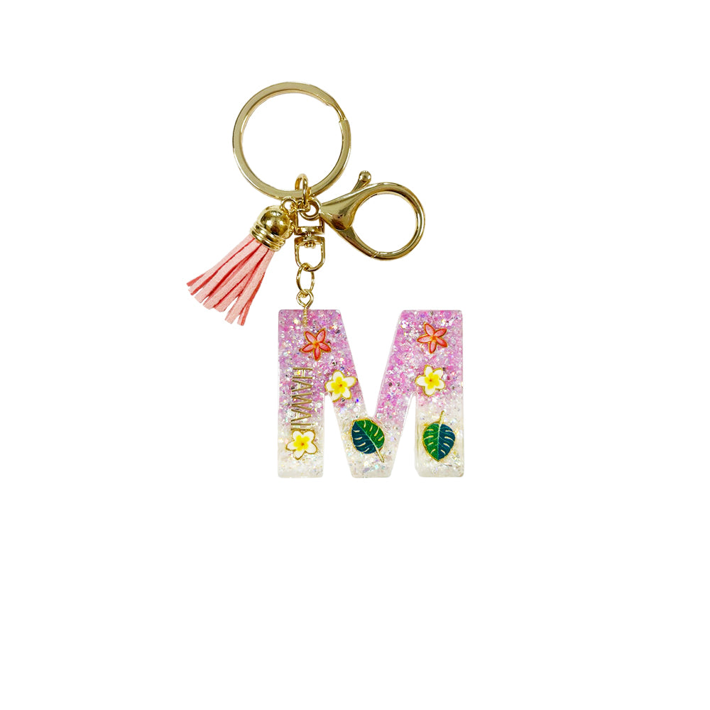 Keychain: Hawaii Plants Initial w/ Tassel