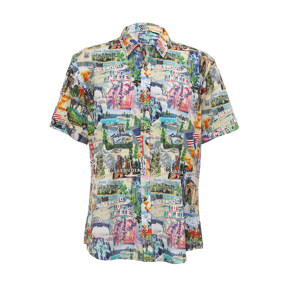 STRETCH SHORT SLEEVE ALOHA SHIRT: California