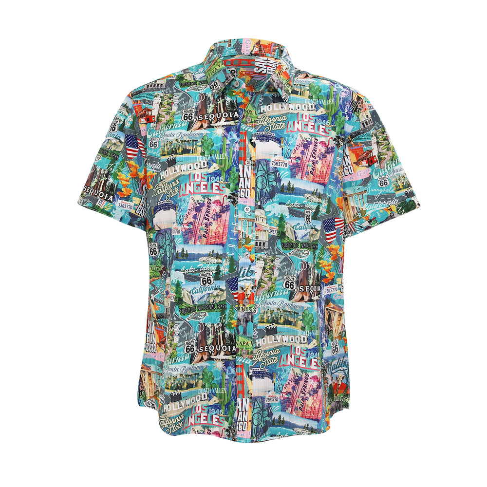 STRETCH SHORT SLEEVE ALOHA SHIRT: California