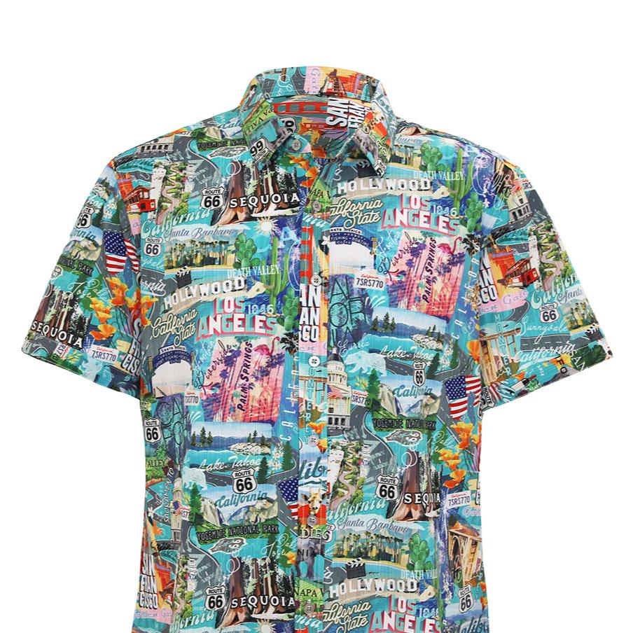 STRETCH SHORT SLEEVE ALOHA SHIRT: California