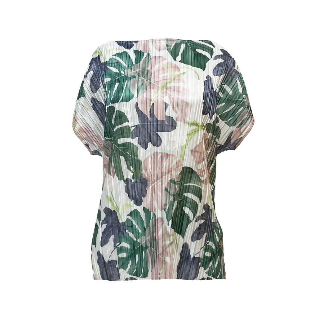 WOMEN'S SLEEVELESS PLITZ TOP: Monstera Mirage