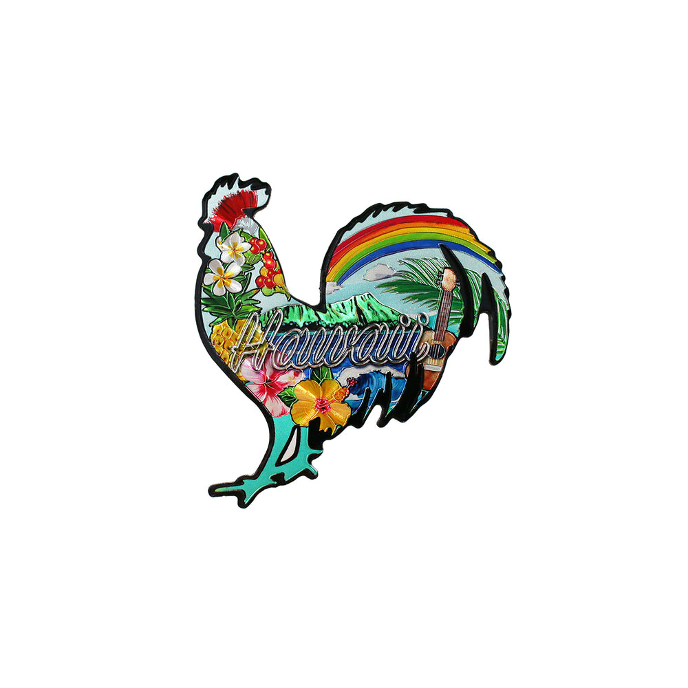 MAGNET RUBBER: Rooster - Hawaii, Maui, Kauai